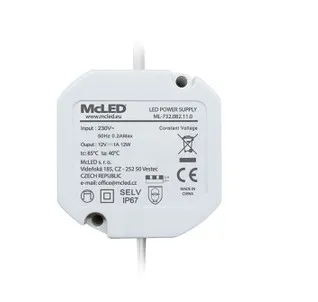 Mc LED ML-732.082.11.0 McLED napájecí zdroj, 12W 12VDC IP67 null