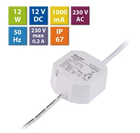 obrázek produktu::ML-732.082.11.0 McLED napájecí zdroj, 12W 12VDC IP67
